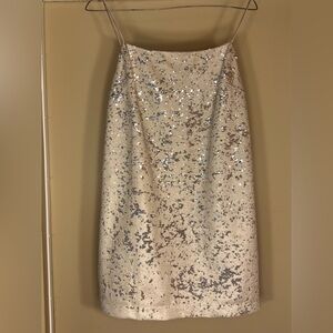 Honey Punch Sequin Mini Skirt in Silver and Cream